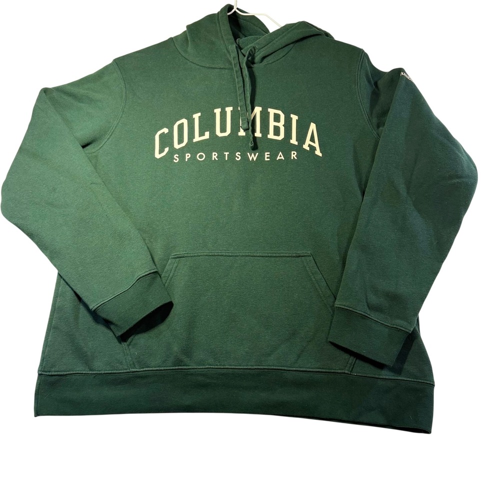 Columbia Sportswear Mens XL Green Fleece Pullover Hoodie Logo Sweatshirt